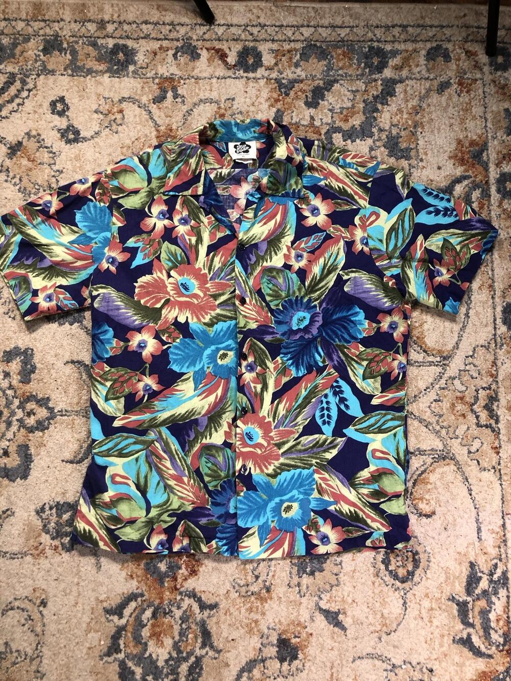 Hilo Hattie Shirt Mens XL Multicolor Floral Short Sleeve Hawaiian Cotton Aloha